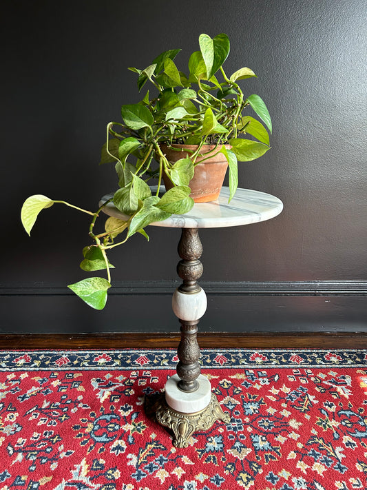 ornate brass and marble accent table