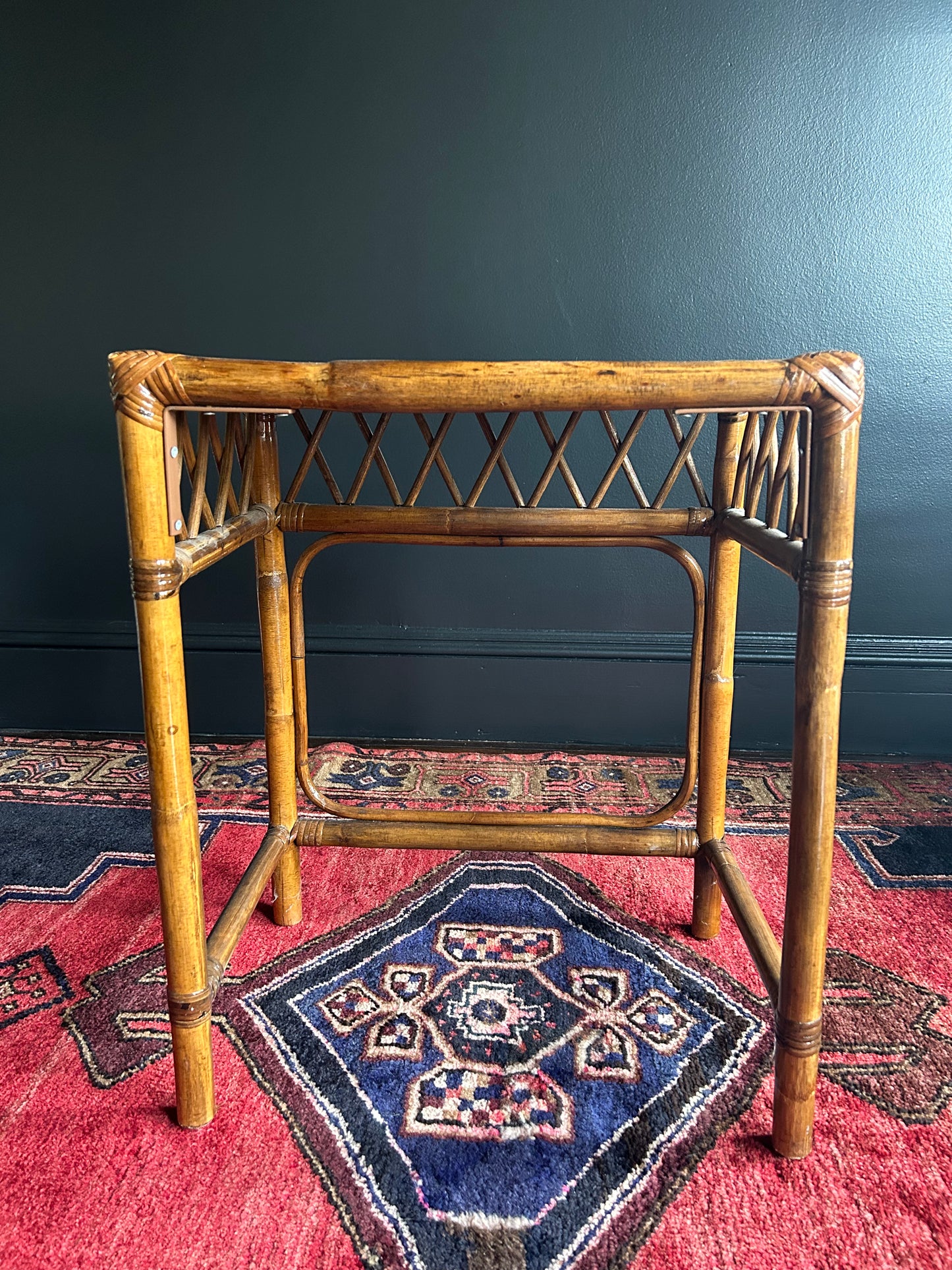 vintage wicker and rattan side table