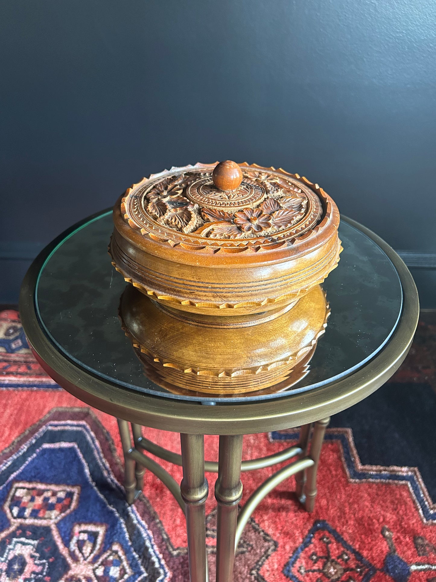 ornate carved lidded bowl