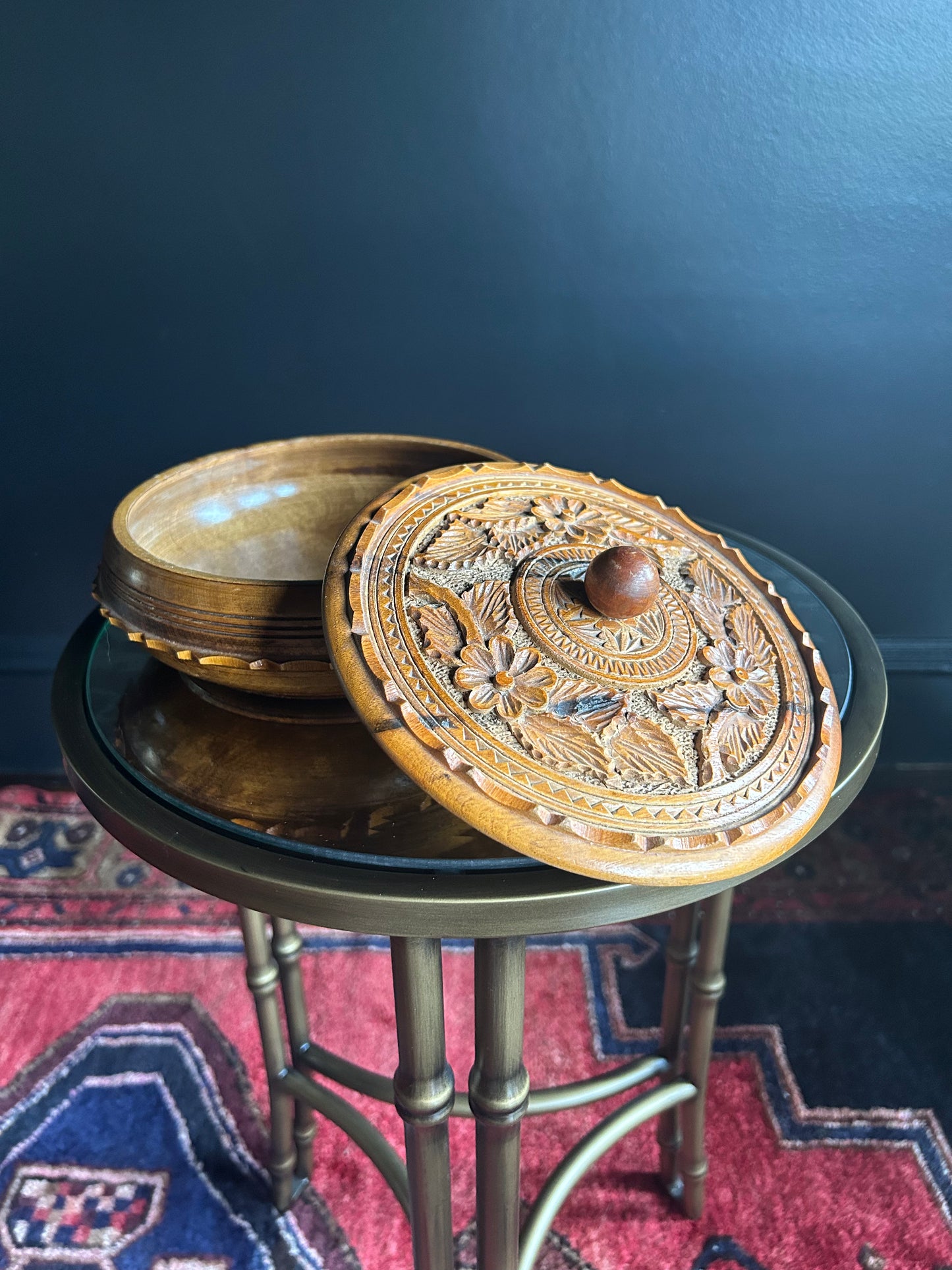 ornate carved lidded bowl