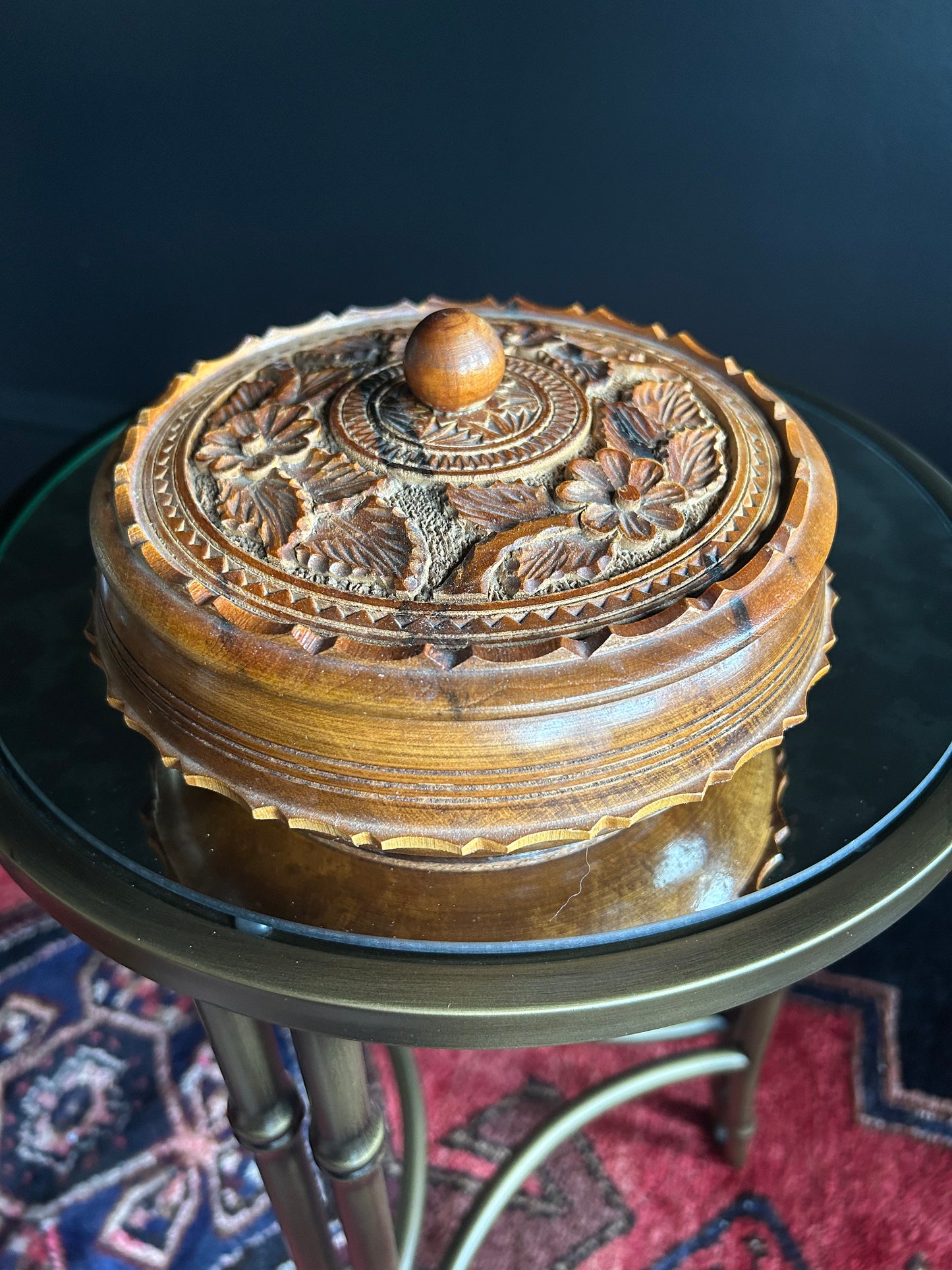 ornate carved lidded bowl