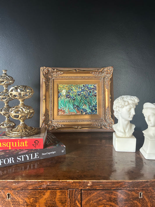 Van Gogh 'Irises' reproduction with gilded frame