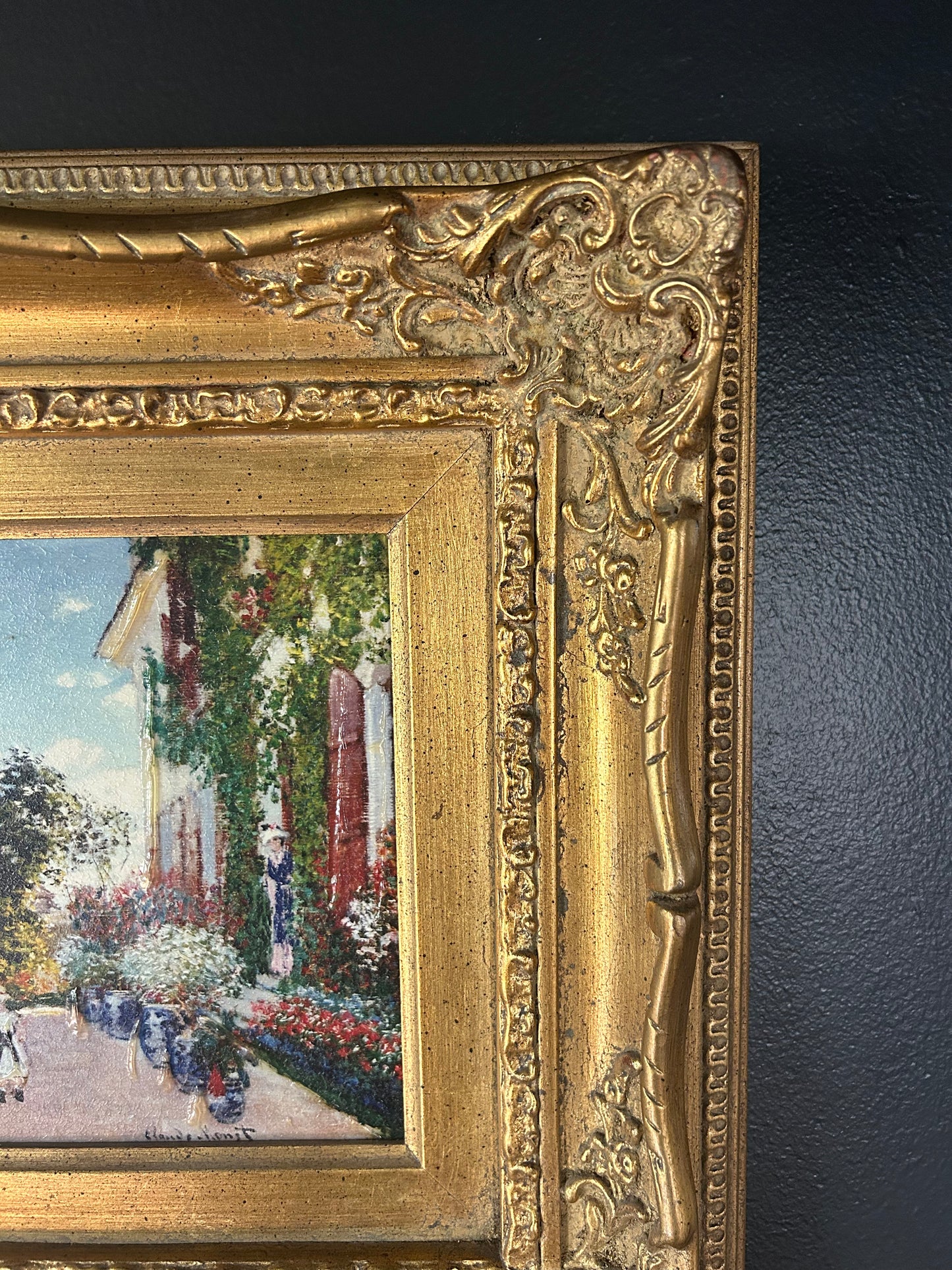 Monet 'Artist's House' reproduction with gilded frame
