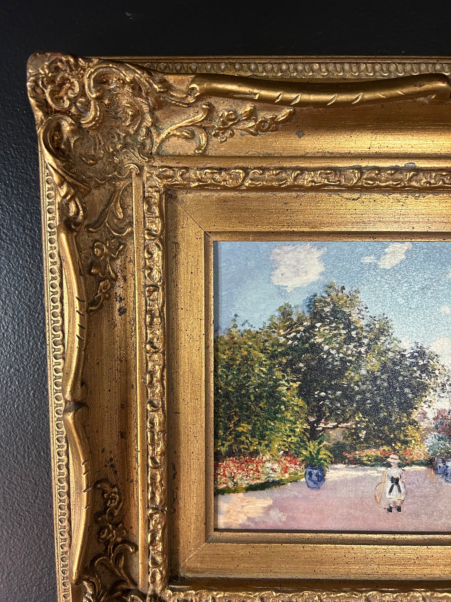 Monet 'Artist's House' reproduction with gilded frame