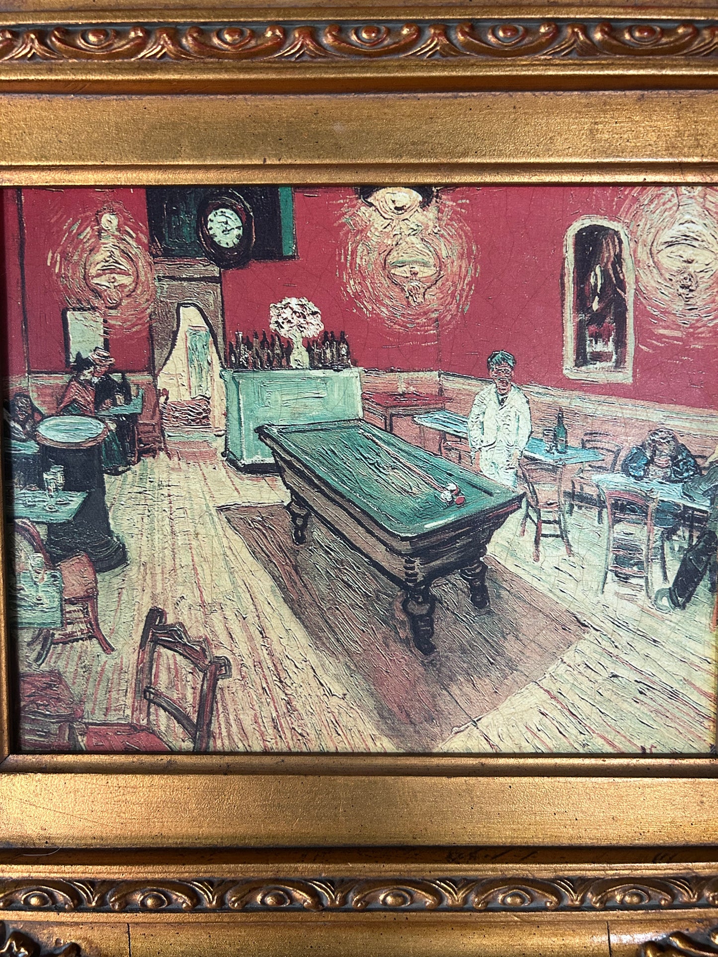 Van Gogh 'Night Cafe' reproduction with gilded frame