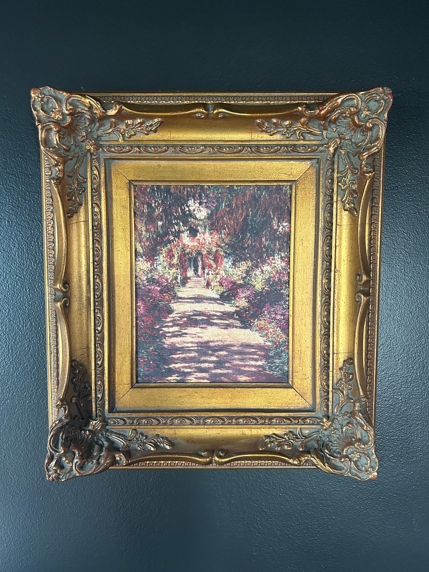 Monet 'Iris Garden at Giverny' reproduction with gilded frame