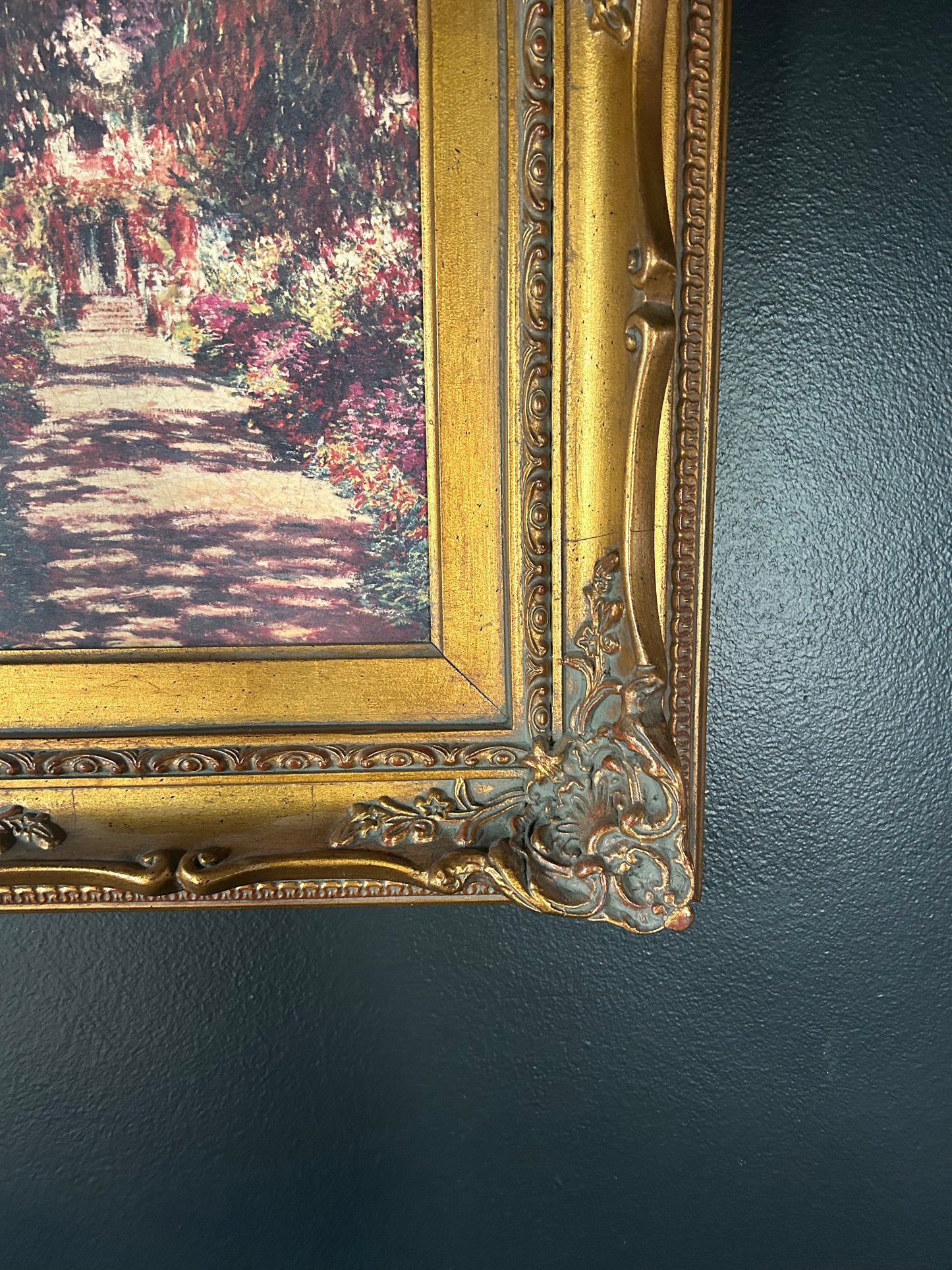 Monet 'Iris Garden at Giverny' reproduction with gilded frame