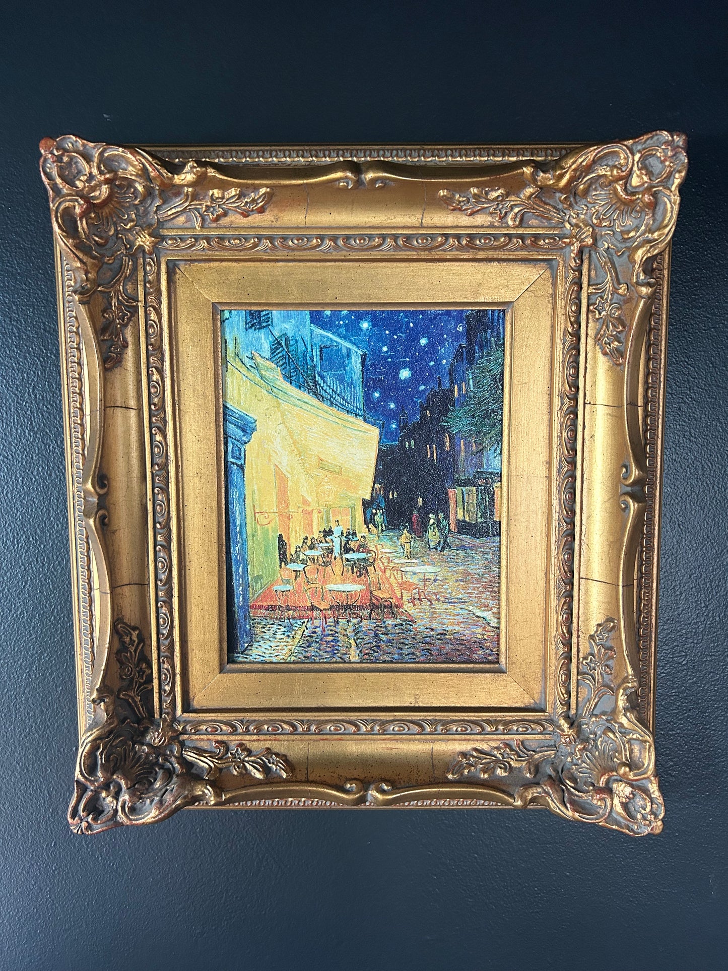 Van Gogh 'Cafe Terrace at Night' reproduction with gilded frame