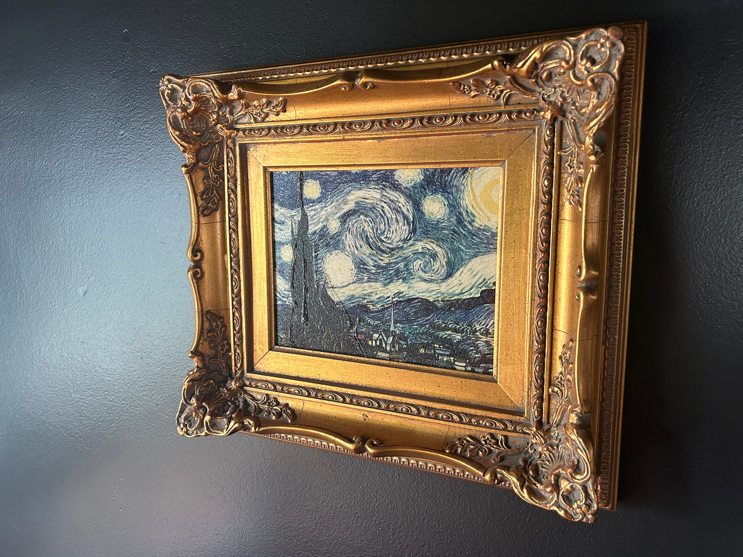 Van Gogh 'Starry Night' reproduction with gilded frame