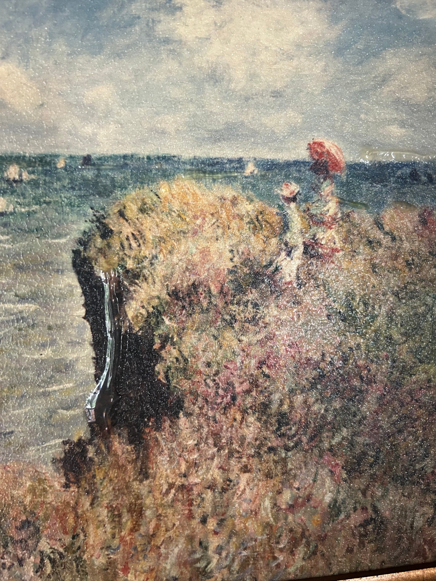 Monet 'Clifftop Walk' reproduction with gilded frame