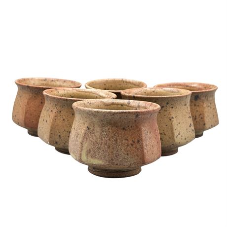 vintage, hexagonal ceramic cups (set of 4)