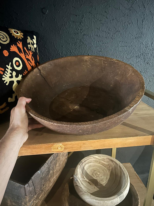 oversized, primitive wooden bowl