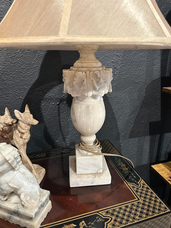 pristine alabaster "elephant face" lamp