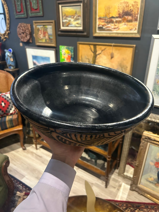 oversized incised pottery bowl