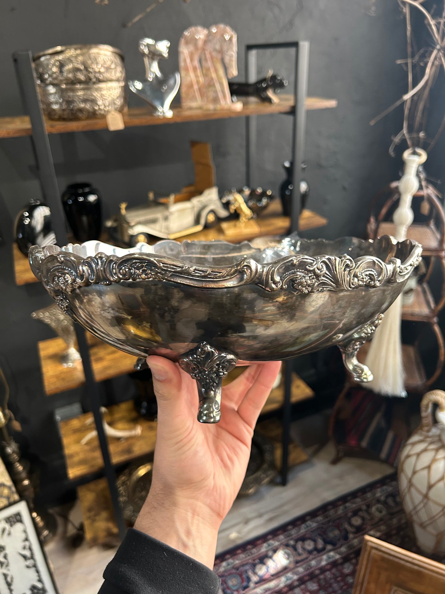 ornate silver footed bowl