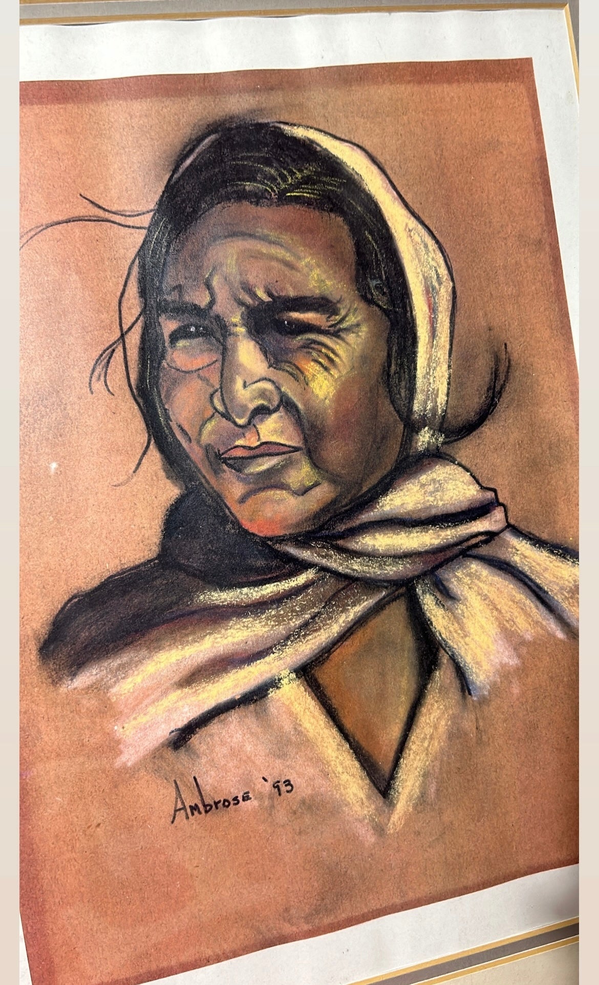 original indigenous charcoal portrait