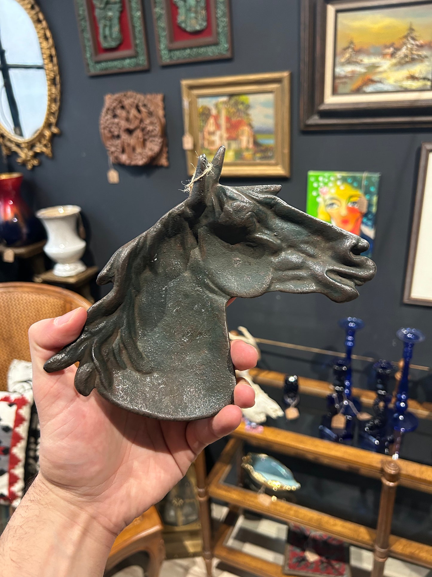 heavy, cast metal horse trinket dish