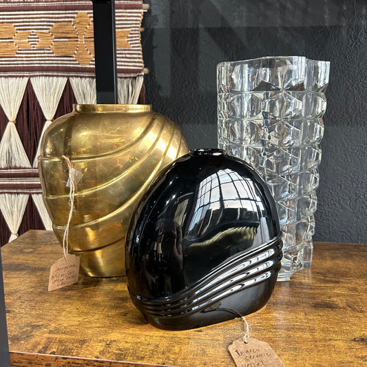 solid brass art deco vase