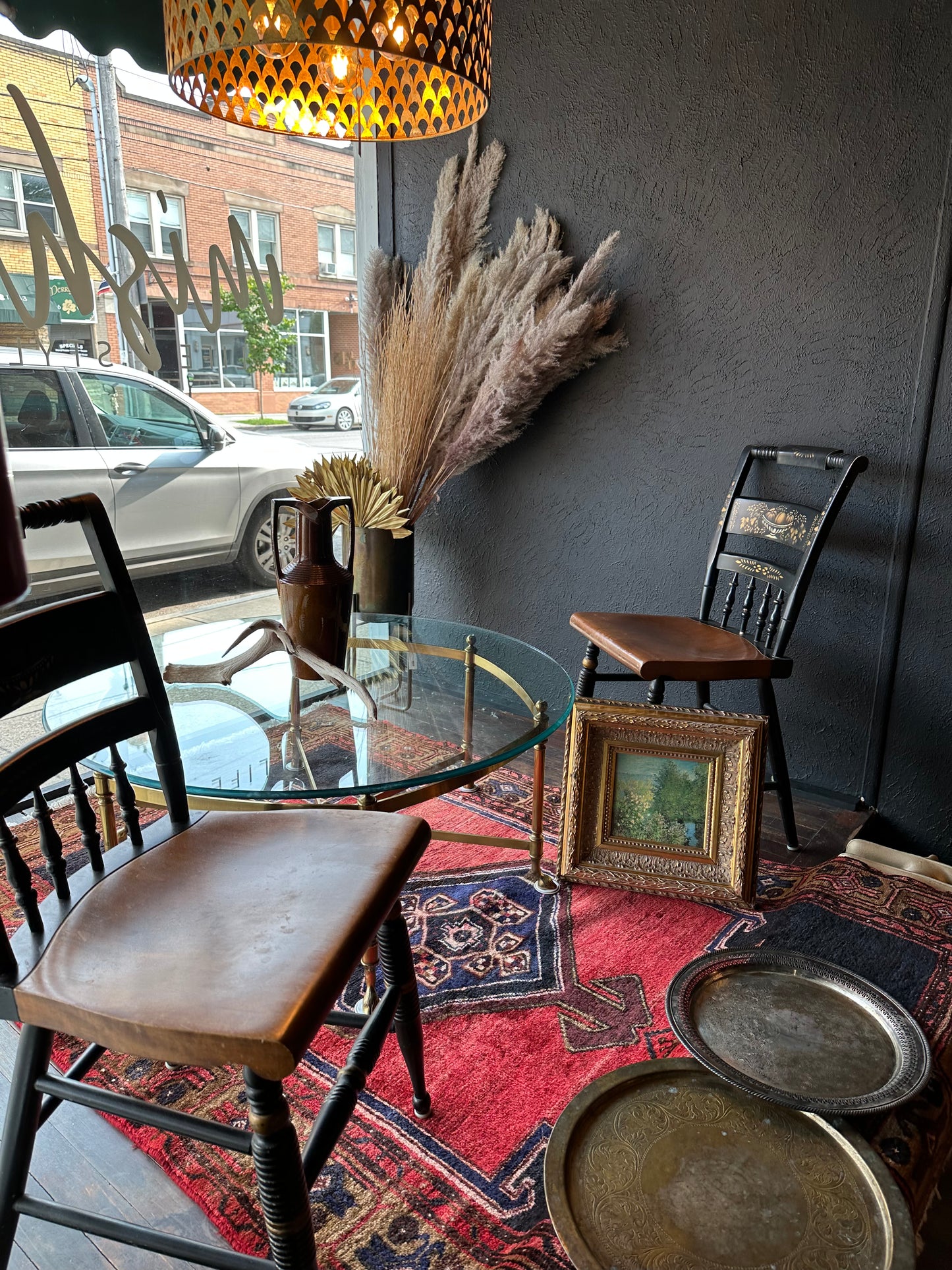 La Barge brass and glass hoof coffee table