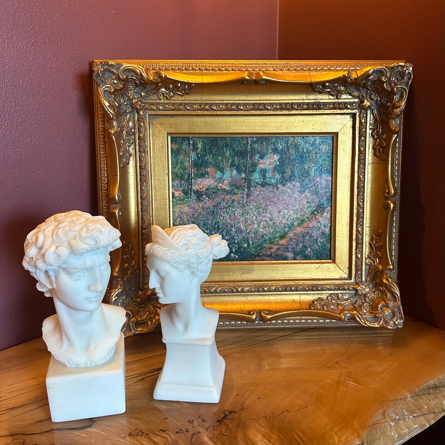 Monet 'Artist's Garden' reproduction with gilded frame