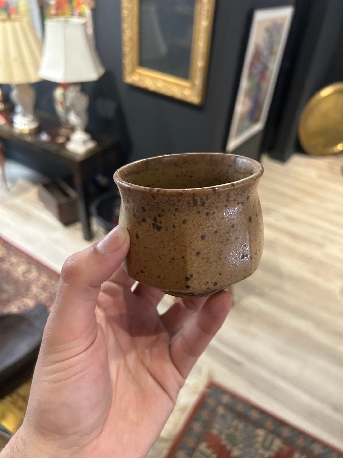 vintage, hexagonal ceramic cups (set of 4)