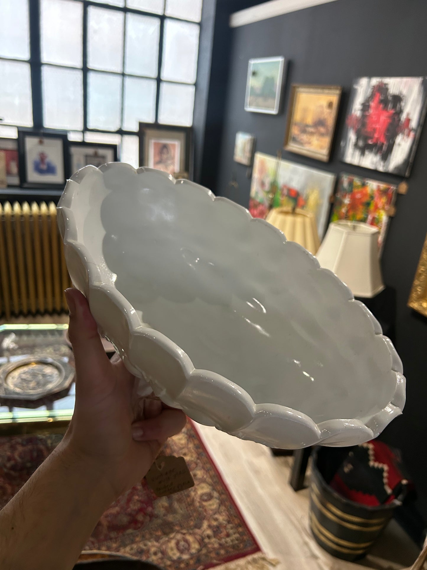 vintage milk glass footed centerpiece bowl